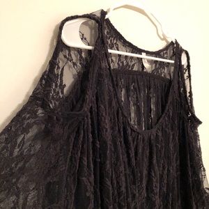 Free People Lacy Cold Shoulder Top